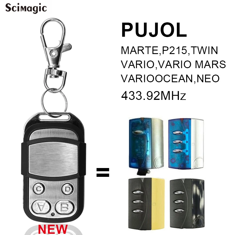 

PUJOL Compatible Garage Door Keychain Remote Control MARTE P215 TWIN 433.92MHz Rolling Code Electric Door Controller Transmitter