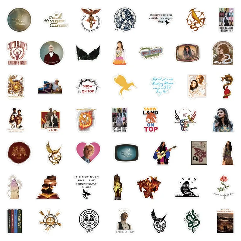 50pcs The Ballad of Songbirds and Snakes Stickers Luggage Water Cup Stationery Mobile Phone Scooter Notebook Decoration