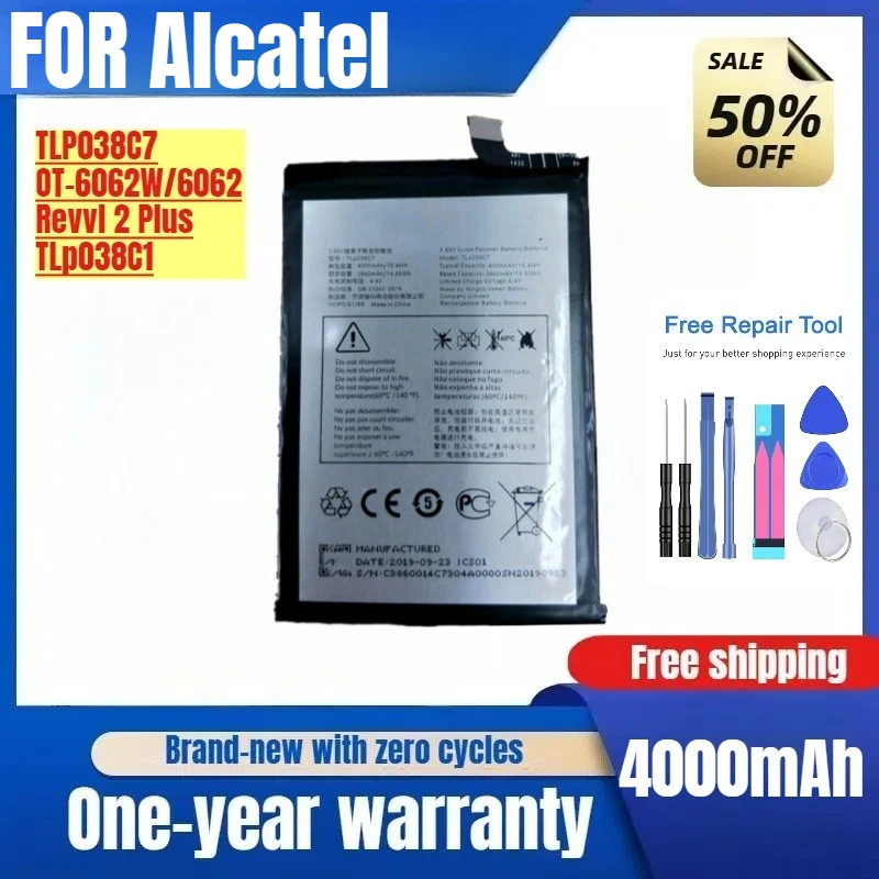 

Compatible with Alcatel TLP038C7 OT-6062W/6062 Revvl 2 Plus TLp038C1 Battery Low Price Original with Tools