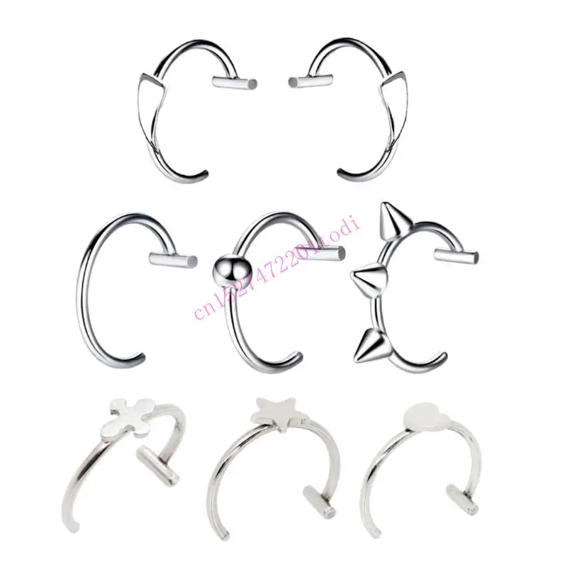 

Не пирсинговые кольца для губ, панк-готические украшения для губ, текстура из нержавеющей стали, кольцо в носу M76B