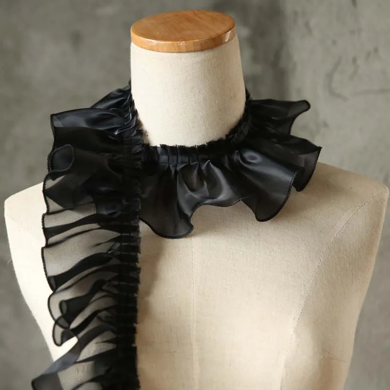 1 Yard White Black Embroidery Wave Lace Fabric Headdress Bags Accessory Handmade Sewing Trim DIY Crafts Gift Decoration