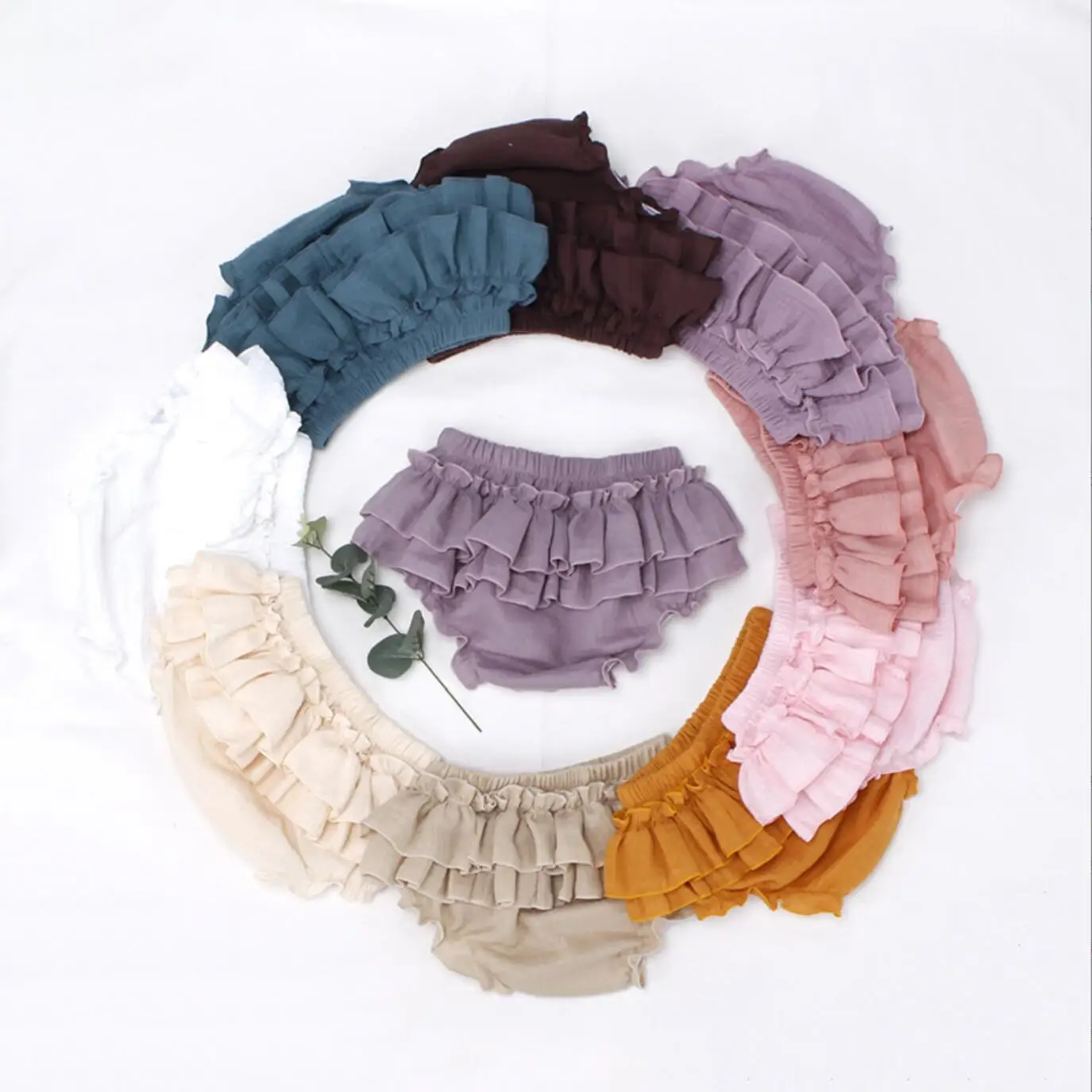 Soft Breathable Cotton Cozy Toddler Baby Bloomers Skirt Ruffle Layers Infant Girl Bubble Shorts Spring Summer Baby Diaper Cover