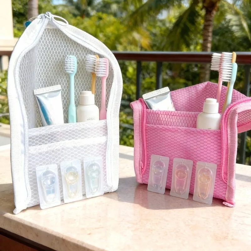 Stehende Netz-Kulturtasche, tragbare, wasserdichte EVA-Reise-Kosmetiktasche, faltbarer Zahnbürsten-Organizer, Damen-Badezimmer-Aufbewahrungsbeutel – Detail 2
