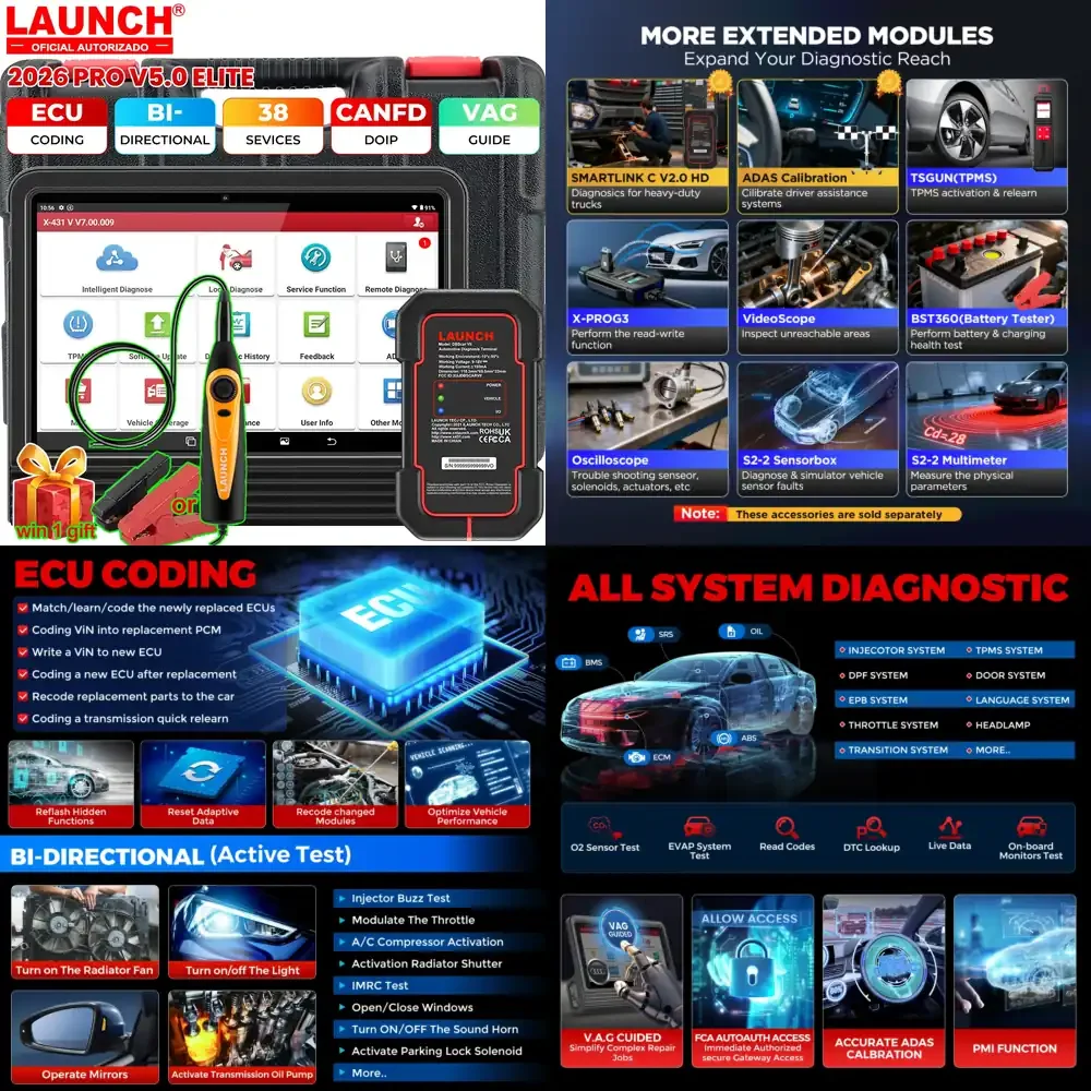 

8-inch X431 PRO V5.0 Car Diagnostic Tool CAN FD DOIP ECU Coding 36 Resets DBSCAR VII Auto Scanner ADAS Truck Expansion