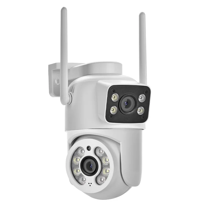 Dual Lens 4MP Security Camera ICSee Outdoor Waterproof 2.4G Wireless Wifi Camera Color Night Vision Two Way Audio