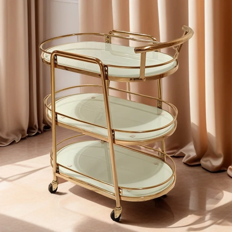 Stainless steel dining car Commercial hotel wine cart Golden three-layer food delivery cart Trolley
