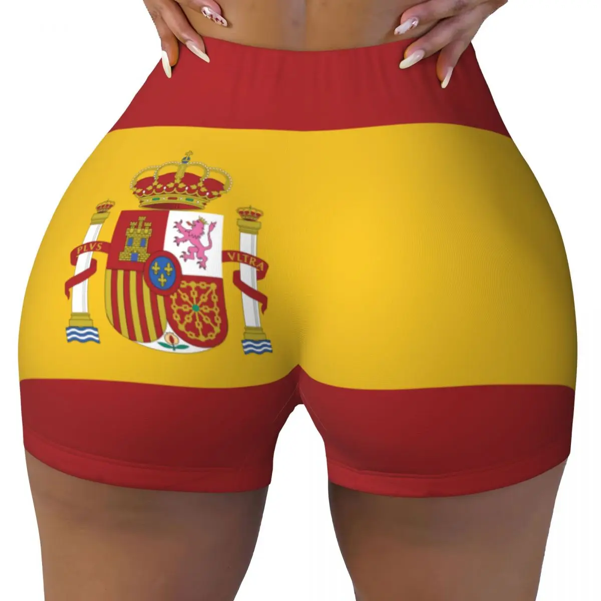 Sexy Tight Hip Sports Shorts Spain Flag Fitness Women's Comfortable Yoga Shorts