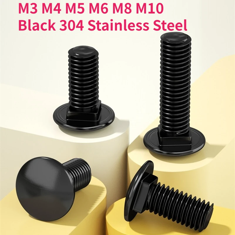 M3 M4 M5 M6 M8 M10 Black 304 Stainless Steel Truss Round Head Square Neck Carriage Screw Coach Bolt