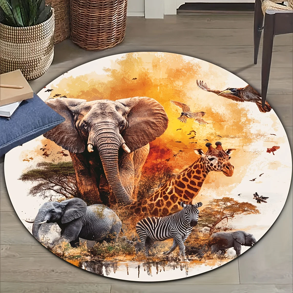 

1 шт., круглая подушка с принтом африканской дикой природы — полиэфирная ткань, можно стирать в машине, идеально подходит для гостиной, спальни, офиса