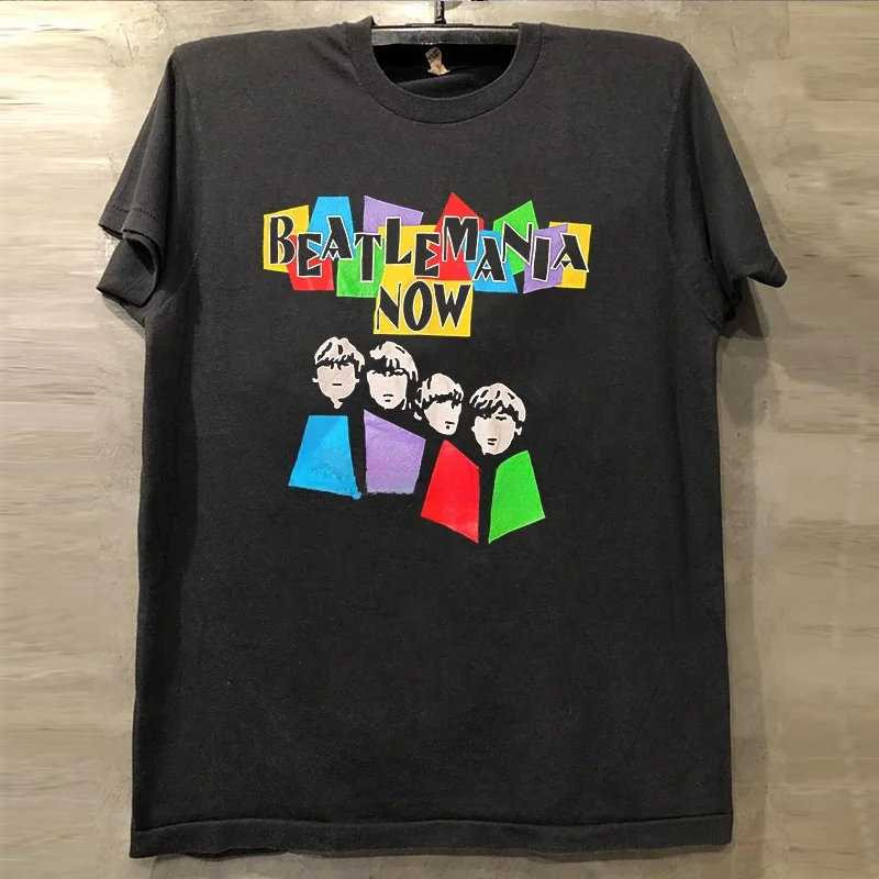 Beatlemania Now Music Musical Short Sleeve T-Shirt American Dopaamine Small Collar Trendy Cotton Youth Summer Casual Top