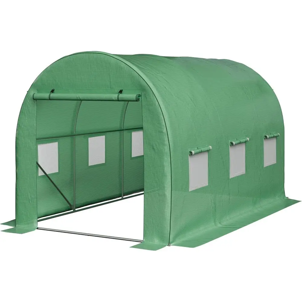 

9.5m x 6.5m x 6.2m Outdoor Greenhouse with Windows - Reinforced Polyethylene Cover