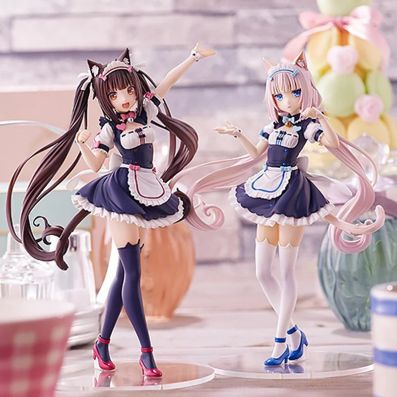 18CM Cat Maid Anime NEKOPARA Figure Chocolates Vanilla Cute Girl Standing Model PVC Static Child Toys Collectible Gift Pop Doll