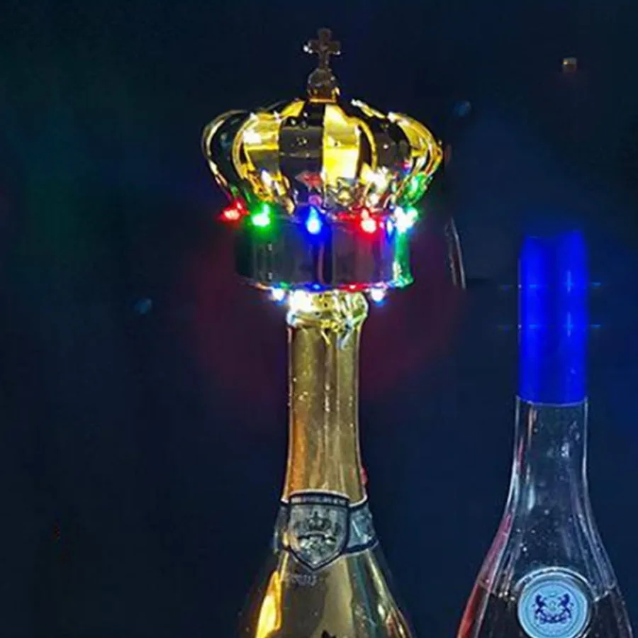 1PC Rechargeable Crown Shape LED Champagne sparkler Light Strobe Baton Glowing Bottle Topper Crown for Party Nightclub Bar Decor