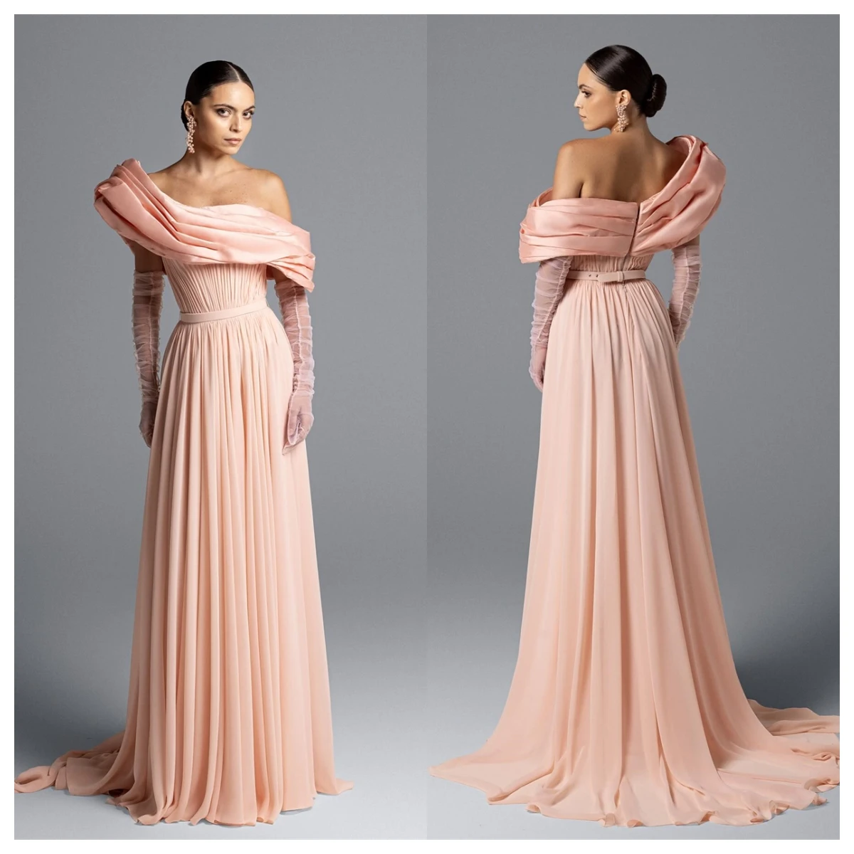 Customized  High Quality Pink Chiffon Evening Dress One Shoulder Sleeveless Bespoke Occasion Gowns Belt Homecoming Dres image 3