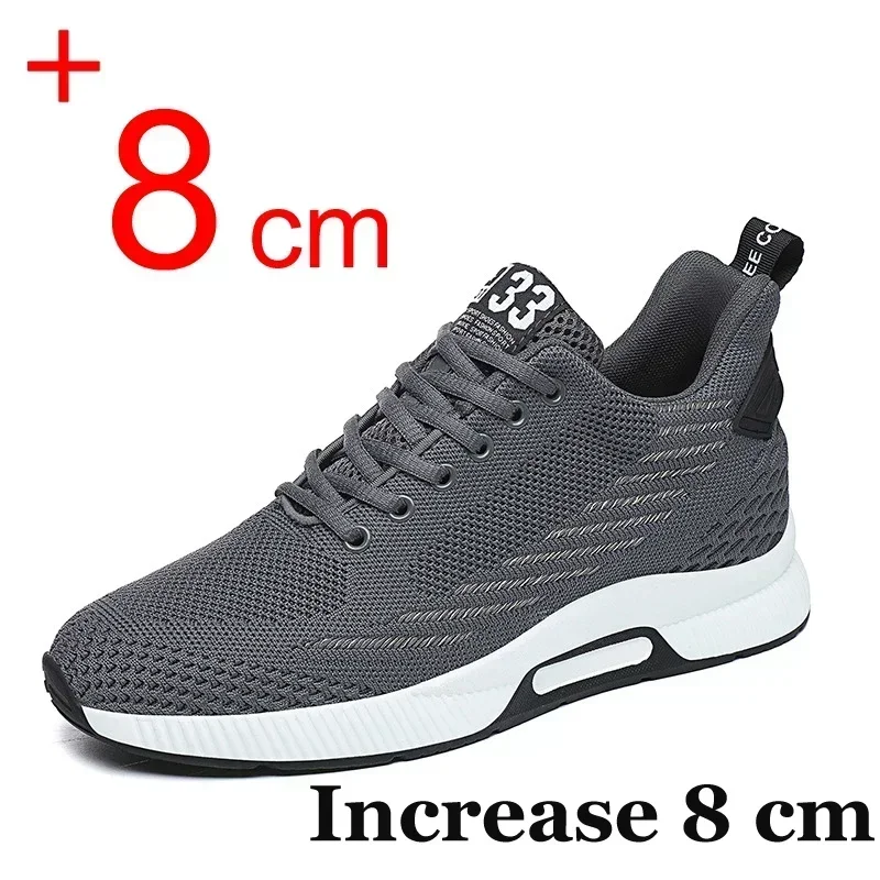 Men’s Elevated Casual Shoes Breathable Mesh Lace-Up Hidden Wedge PU Insole Rubber Outsole Round Toe for Spring/Autumn