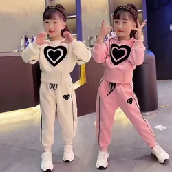 Girls Clothing Sets Kids Casual Sweatshirt+pant 2 pcs Suit 2024 Spring Autumn Tracksuit Children's Thicken Printing Sportswear