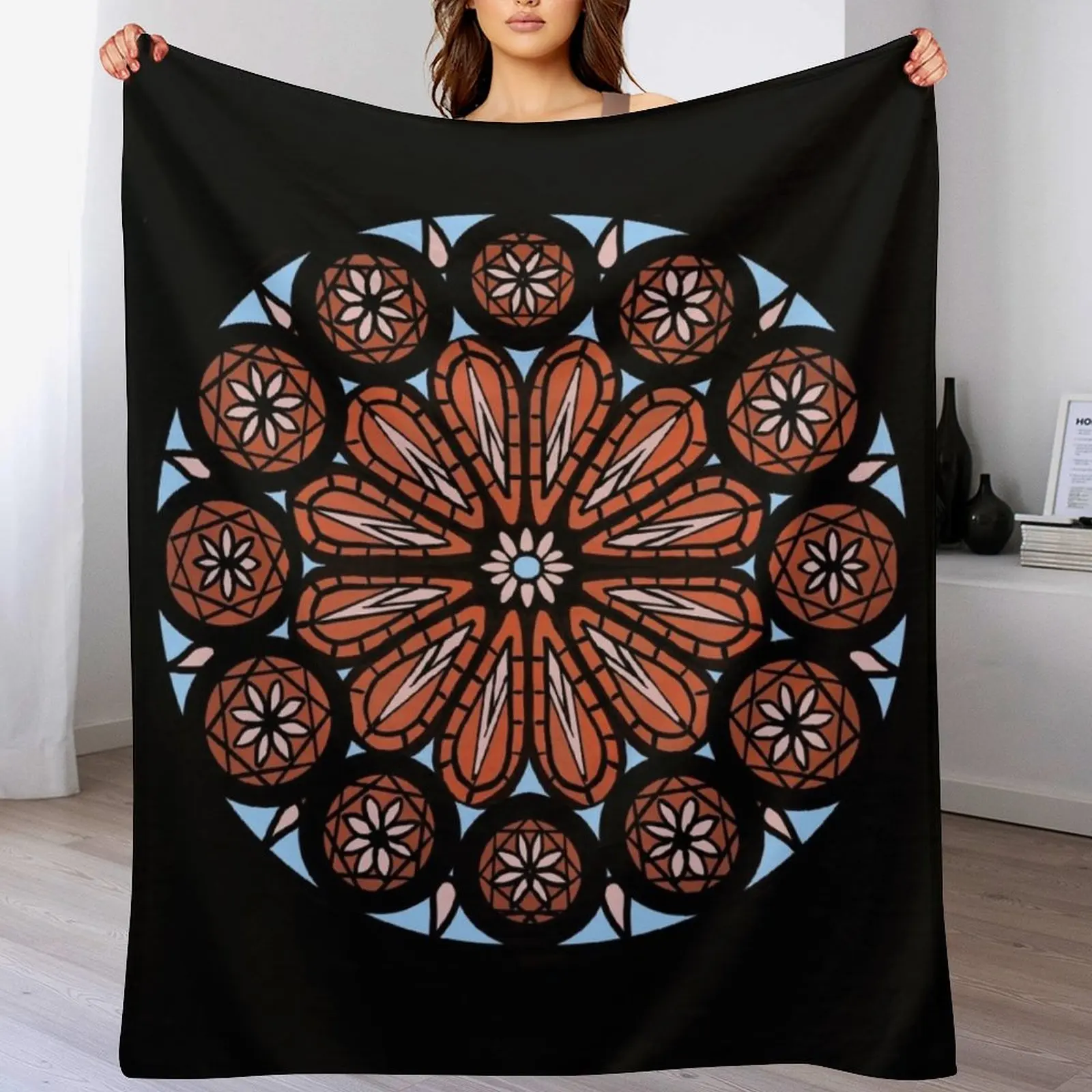 

The OA rose window Throw Blanket christmas decoration Weighted Blankets