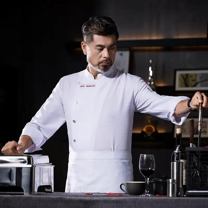 

Chef uniforms for men and women, hotel restaurant back kitchen workwear, long-sleeved baking and canteen work clothes, autumn an