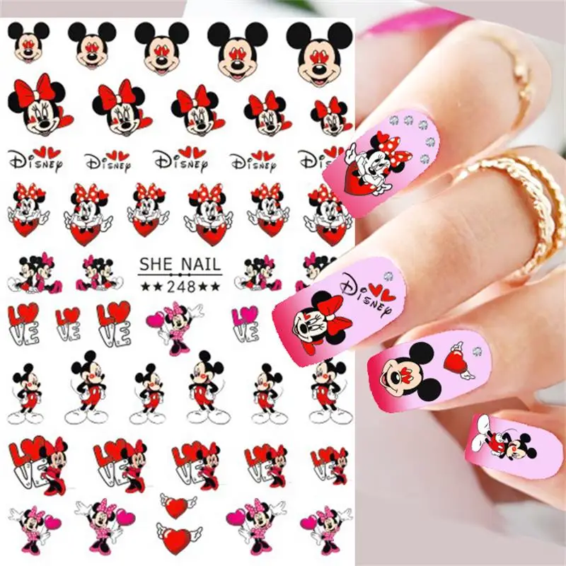 1pc 3D Disney Mickey & Minnie nagelstickers cartoon iconische karakters klassieke outfit nagelstickers nieuwjaars- en Valentijnsdagcadeau