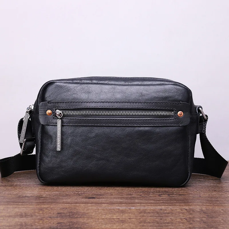 Bolso de hombro de cuero hecho a mano para hombres, bolsos de mensajero de cuero de grano completo, moda coreana y deportes, nuevo