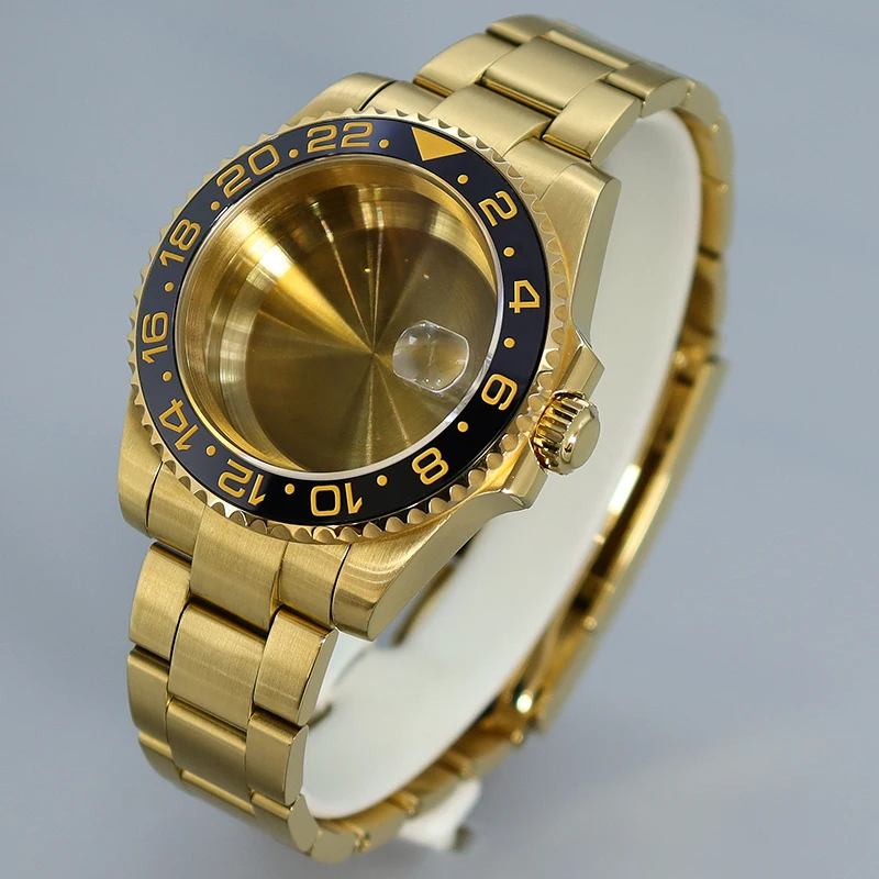 

40MM NH34 Watch Accessories For NH35 NH36 nh34nh38 Miyota8215 Eta2824 PT5000 Gold pvd Watch Case Watchbands Sapphire Crystal GMT