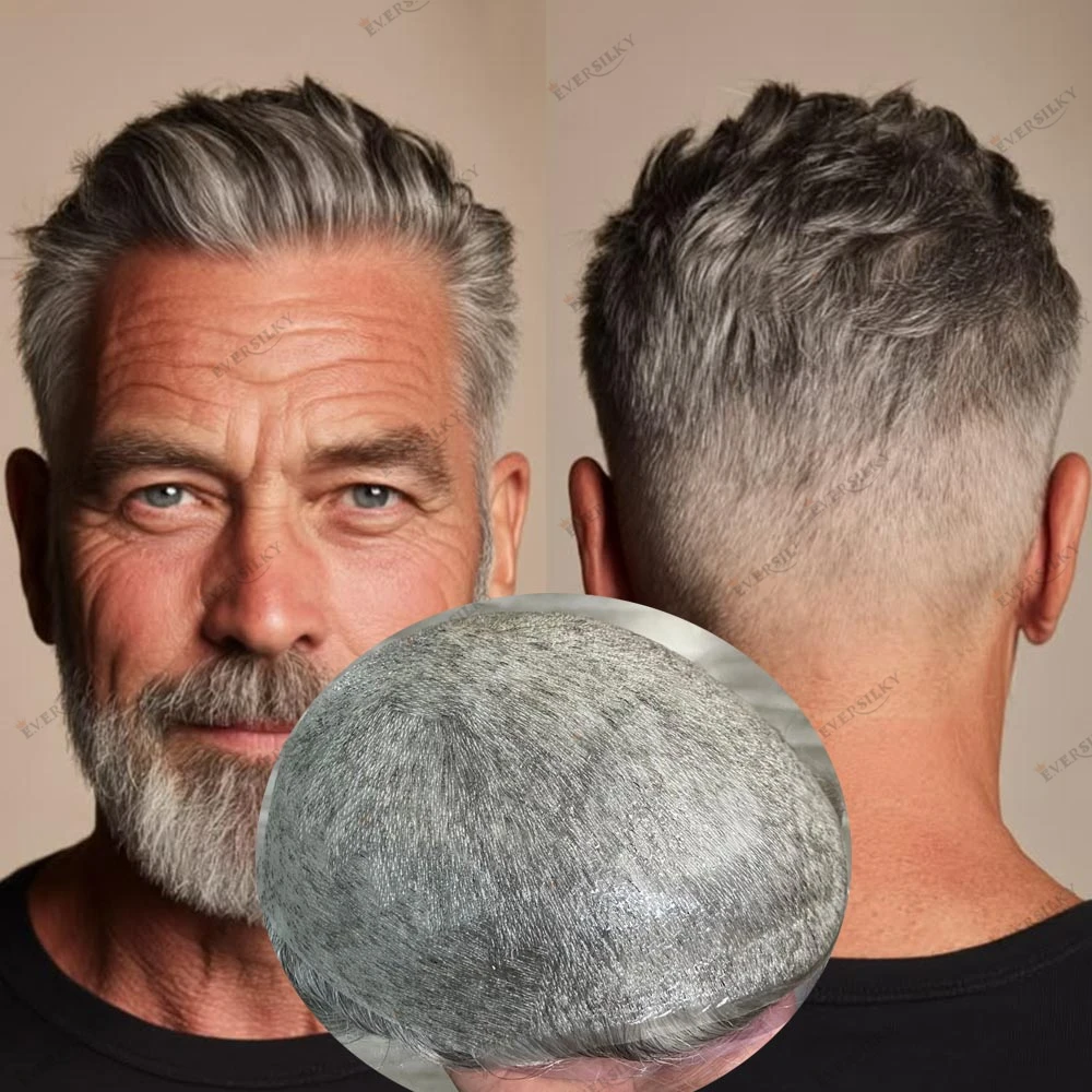 

90%Density Human Hair Capillary Prosthesis 0.02mm-0.03mm Super Thin Skin Base Natural Hairline Human Hair Men Toupee Undetectabl