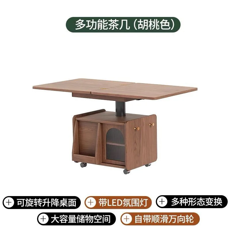 multi-functional  tea table Nordic dual-purpose lifting tea table dining room small apartment f