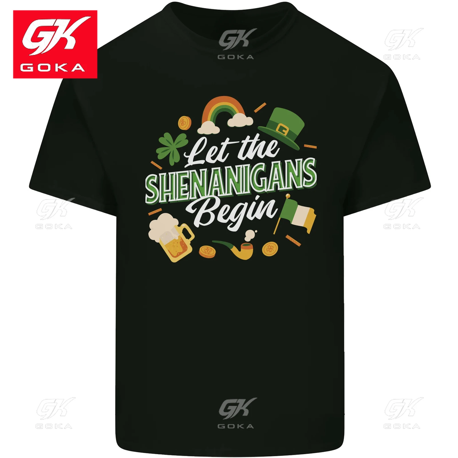 St Patricks Day Let The Shenanigans Begin Mens Cotton T-Shirt Graphic Tees Women Short Sleeve Vintage Tops Printed T Shirts