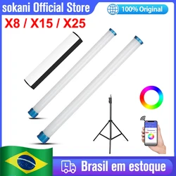 (DO Brasil) Sokani X8 X15 X25 RGB LED Luz de vídeo Tubo de luz portátil Iluminação fotográfica para TikTok YouTube Studio Filmmaker