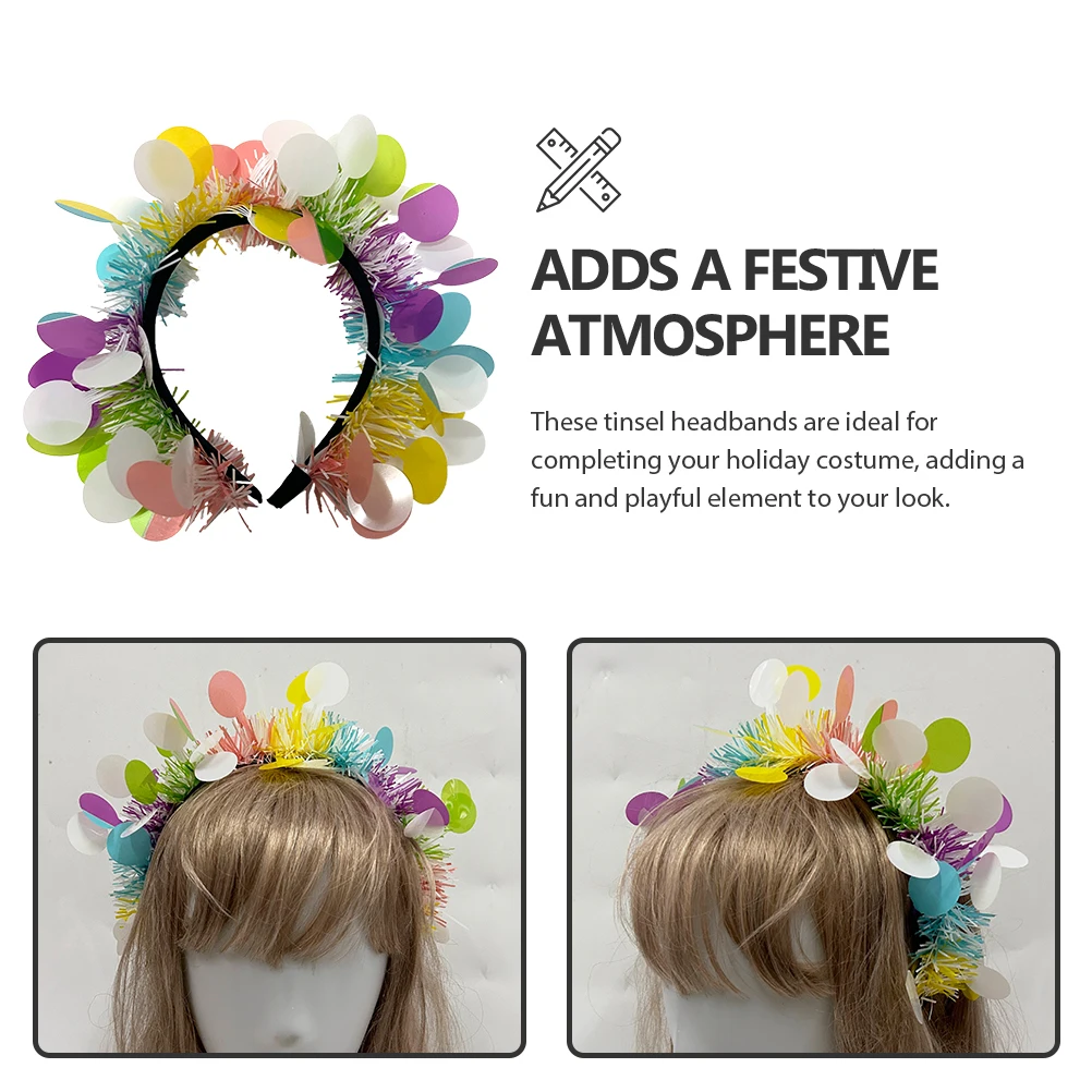 

2pcs Tinsel Headbands For Women Spring Holiday Party Headpiece Carnival Mardi Gras Hair Accessories Outdoor Event Supplies