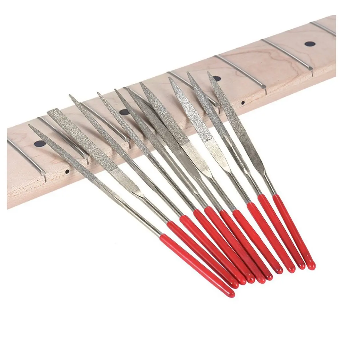 TUREBG 2 Set Guitar Fret Nut Saddle Slot Pickguard Grinding File Group Set Luthier Repair Tool Silver