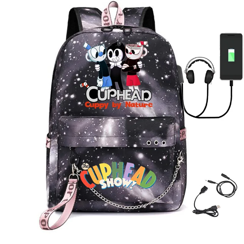 Jogo cuphead mostrar schoolbag estudantes meninos meninas anime mochila dos desenhos animados oxford à prova dlarge água grande capacidade saco de escola portátil