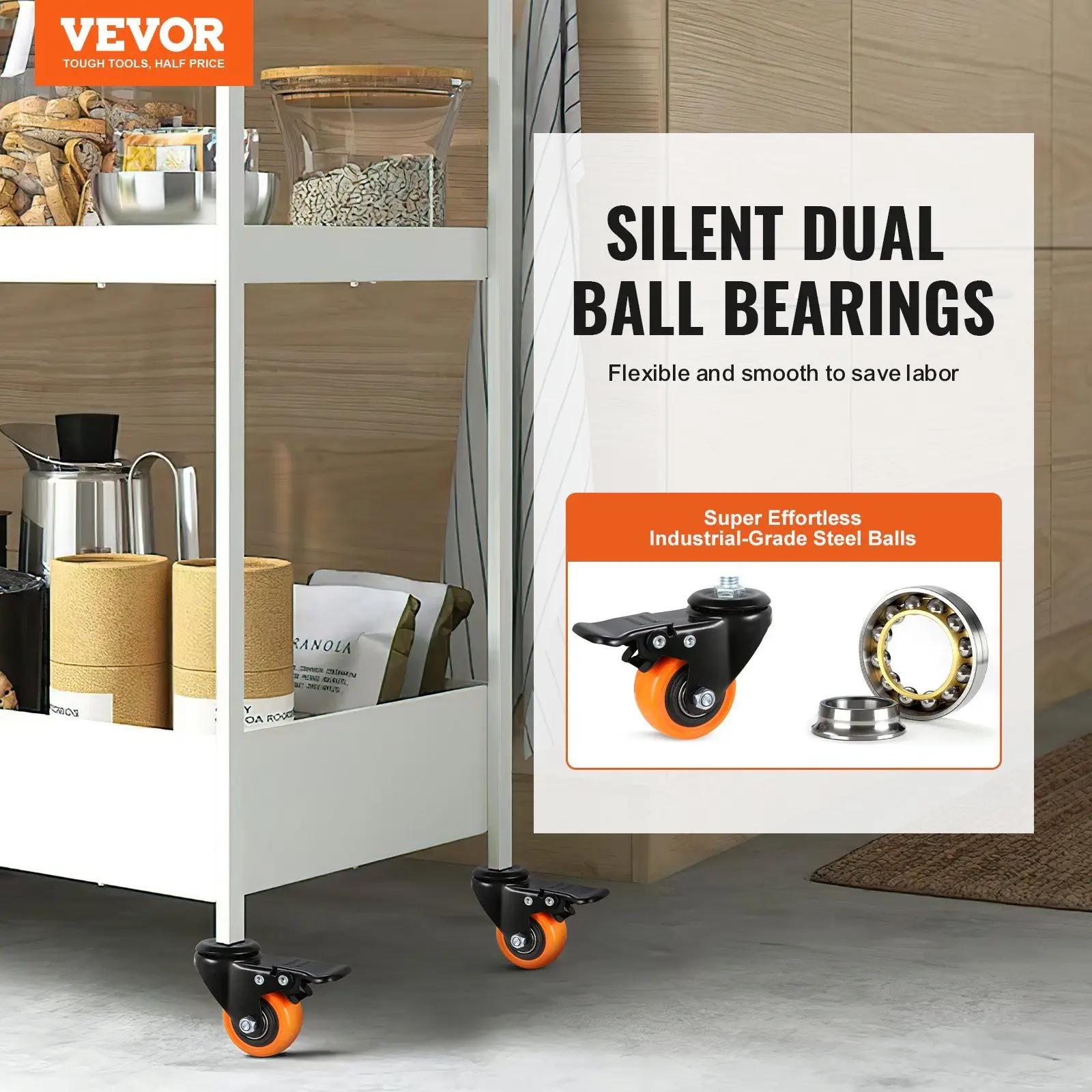 Rodízio, 2 polegadas, conjunto de 4, capacidade de carga de 110 libras, rodízios de haste rosqueada com freio de travamento duplo de segurança, indu resistente