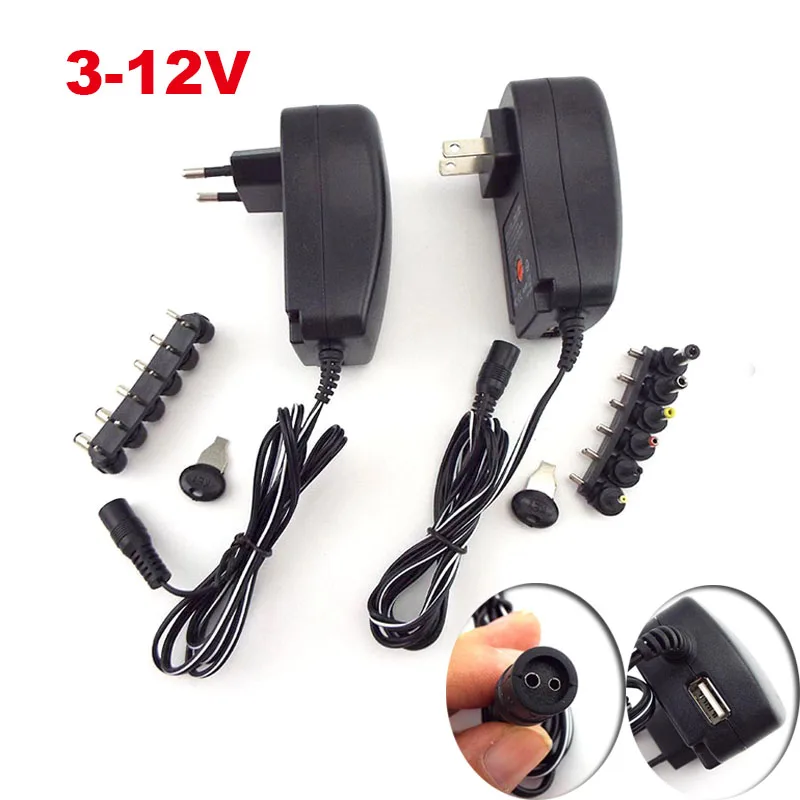 AC 100-240V to DC 3V 4.5V 5V 6V 7.5V 9V 12V 2A 2.5A Power Supply Adapter Universal Charger for LED Light Strip CCTV