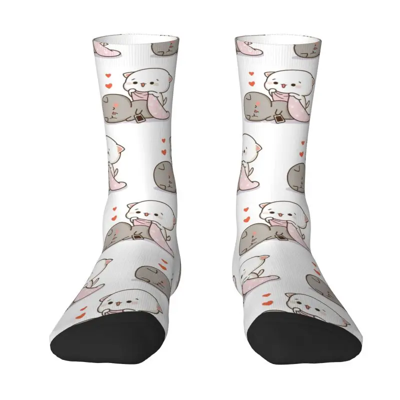 Fashion Men's Peach And Goma Mochi Cat Dress Socks Unisex Warm Breathbale 3D Printed Crew Socks