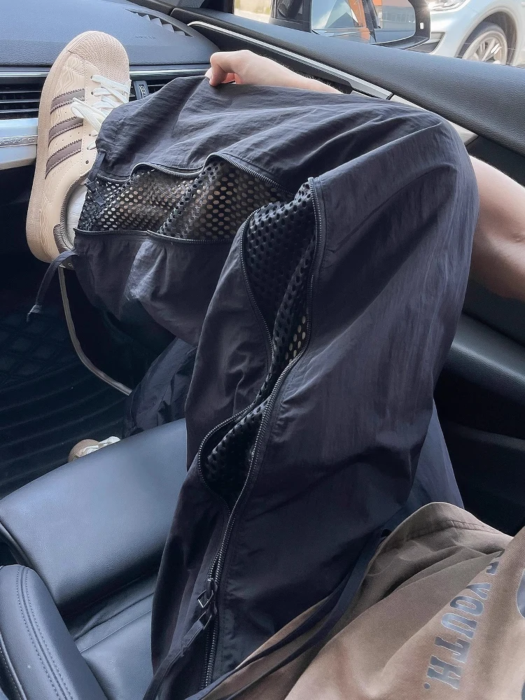 

Summer Thin Me Spor Casual Pants for Men Side Zipper Straight Leg Long Trousers American Retro Sle Student Wear