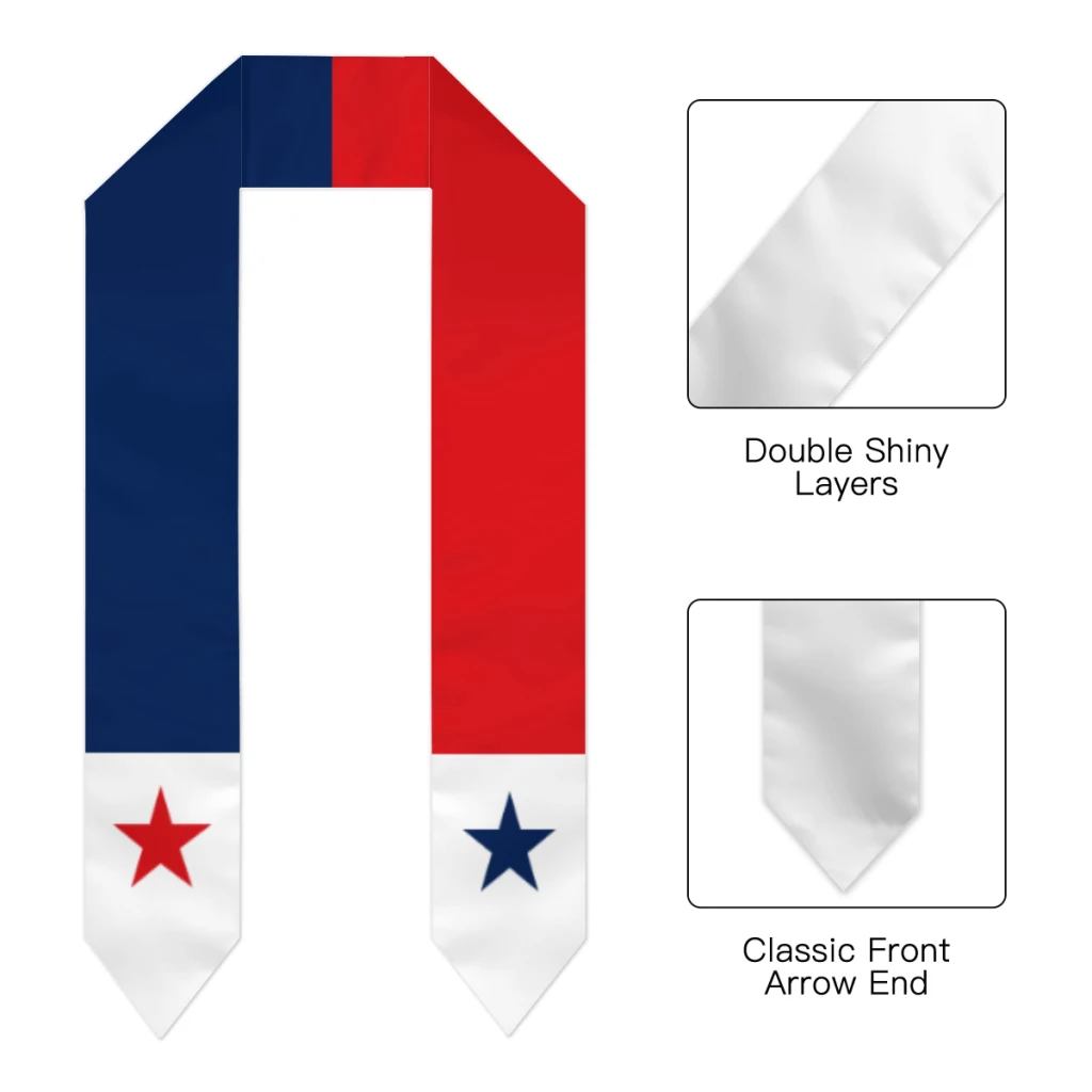 Custom Name Or Logo Panama Flag Scarf Graduation Stole Sash International Study Abroad Class of 2023 Shawl