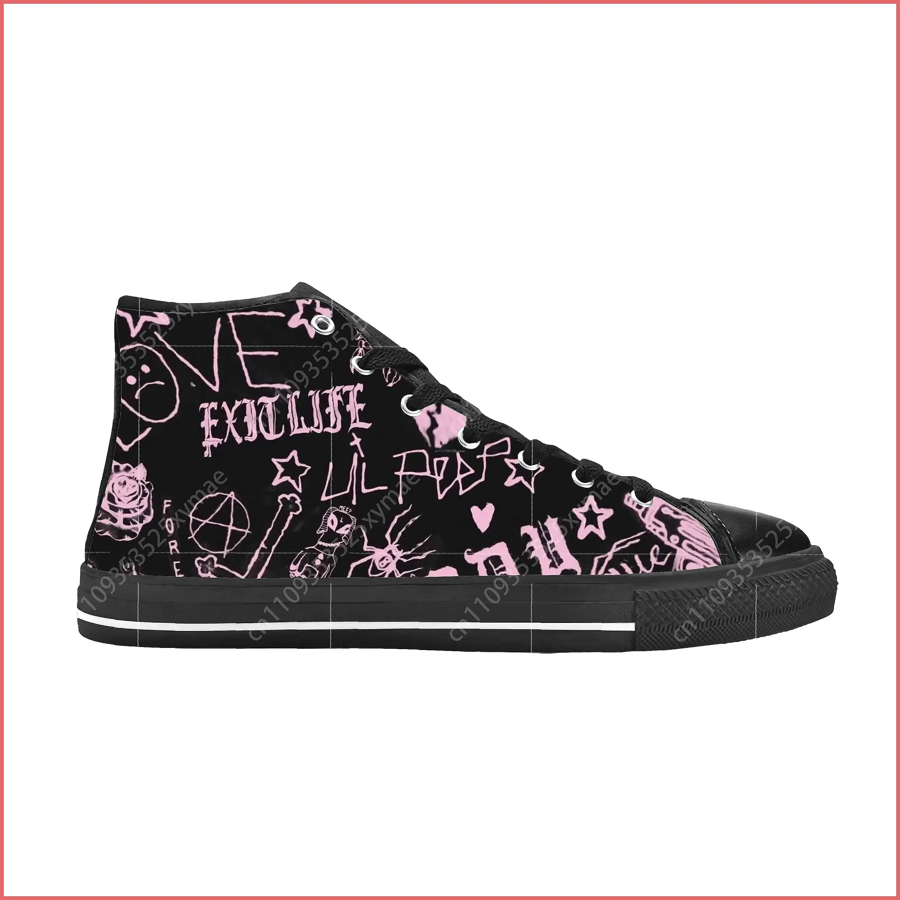 Lil Peep 3D Print Hip Hop Sneakers, High Top Breathable Rap Music Shoes for Men and Women