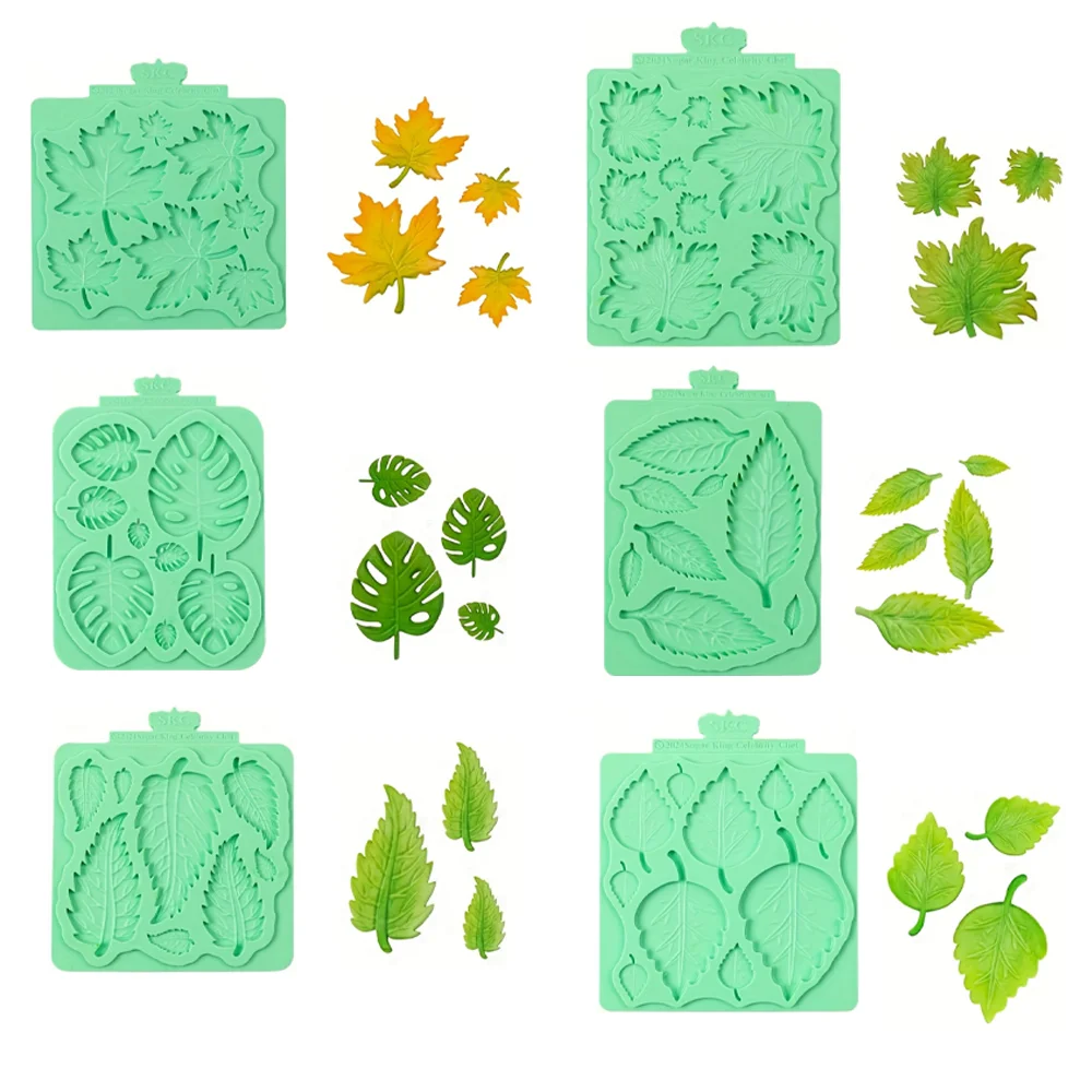 Leaf Pattern Silicone Fondant Mold Monstera Leaf,Serrated Leaf,Maple Leaf Veining Silicone Mold Fondant Mold