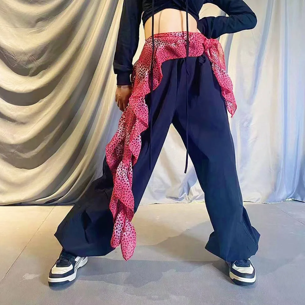 

Jeans Pants Decor Leopard Lace Mini Skirt See Through Y2K Streetwear Ruched Skirts Lace-up Design High Waist Pleated Skirts