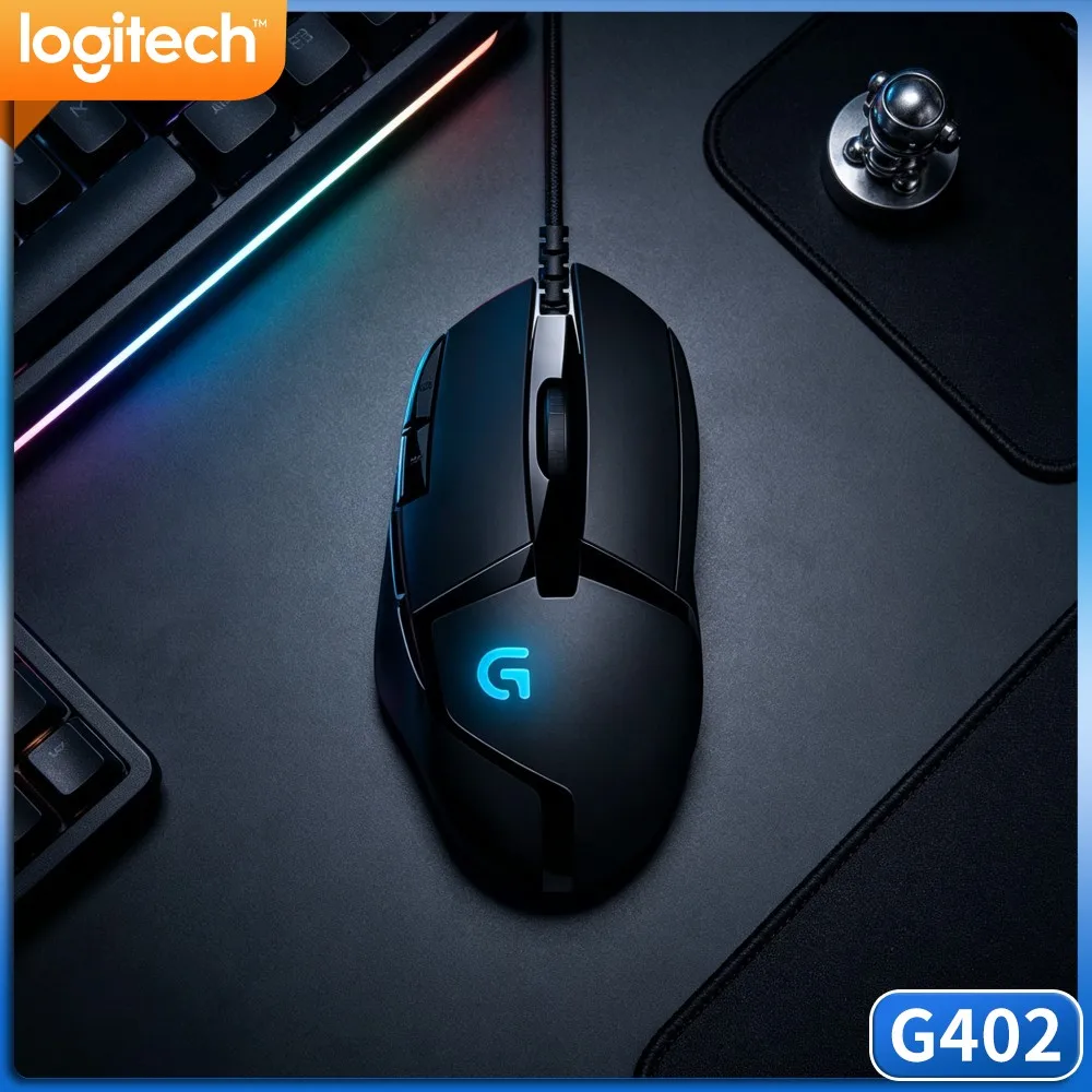 Logitech G402 Wired Gaming Mouse 1Ms Quick Response Polling Rate Anti‑Slip Grips For Multiplayer Online Competition