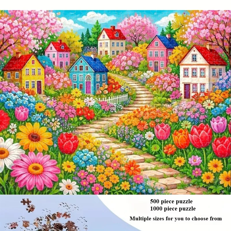 Adult Jigsaw Puzzle 1000 Pieces Puzzle Garden House Paper Puzzle Decorative Painting Exercise Brain Thinking Educational Toys