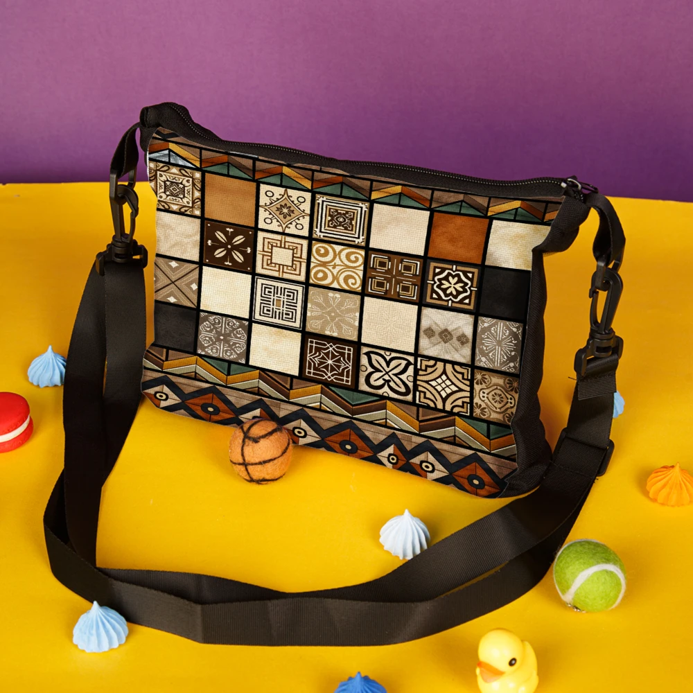 1pc Geometric Pattern Crossbody Bag Multicolor Tile Print Shoulder Bags For Women Casual Travel Shopping Daily Use Fashion Acces