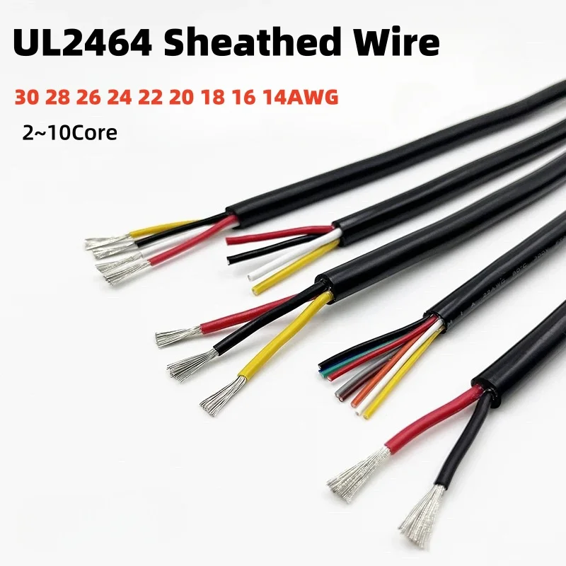 2/5/10M UL2464 Sheathed Wire Cable 30 28 26 24 22 20 18 16AWG Copper Signal Cable 2 3 4 5 6 7 8 9 10 Cores Electronic Audio Wire