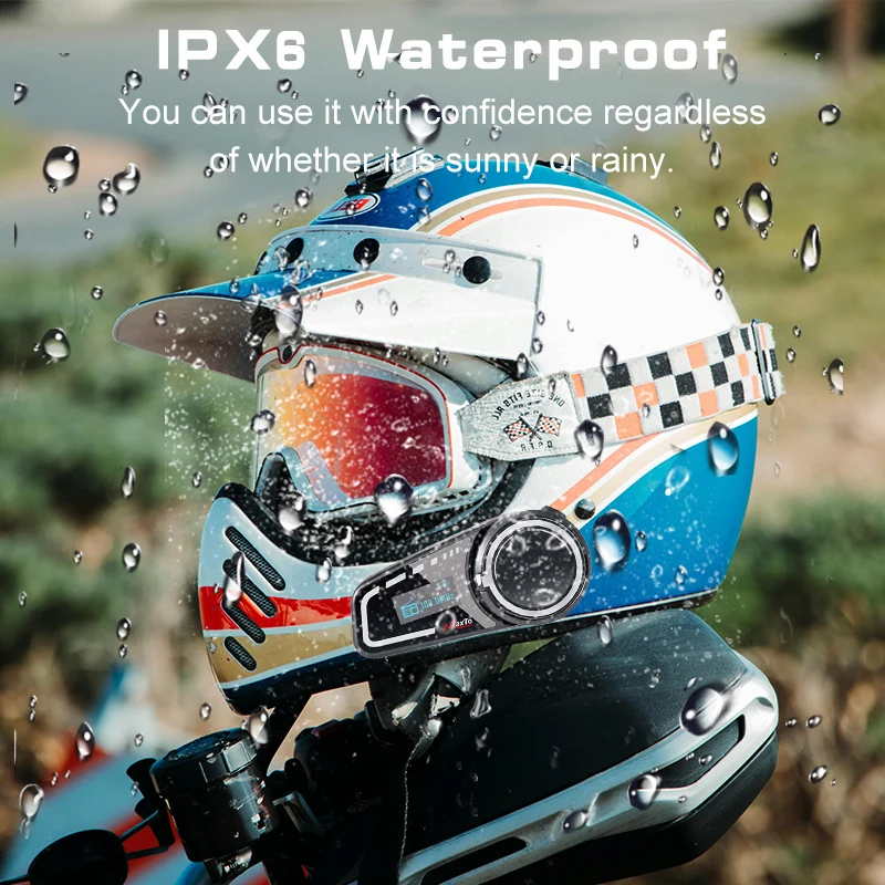 Maxto M2C Motorhelm Bluetooth Meerpersoons Intercom 6-Persoon Intercom Afstand 1000M Geen Merkbeperking LCD