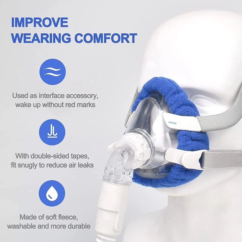 4 piezas de revestimientos de máscara CPAP de cara completa Cubiertas de máscara CPAP reutilizables Cubiertas de algodón suave