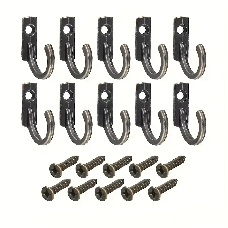 10Pcs Wall Mounted Hooks With Screws, For Coffee Cups, Bathroom Towel And Pajama