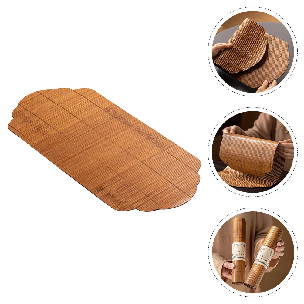 

Bamboo Tea Mat Large Lacquer Woven Table Runner Heat Resistant Anti-Scald Protection For Home Office Restaurant