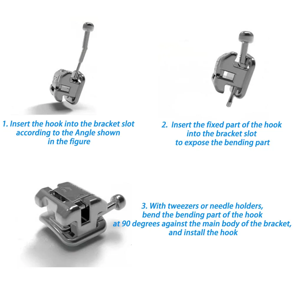 Стоматологические ортодонтические самолигирующиеся крючки для брекетов, тяговый крючок, обжимной крючок с фиксированными зубами, 10 шт./пакет,