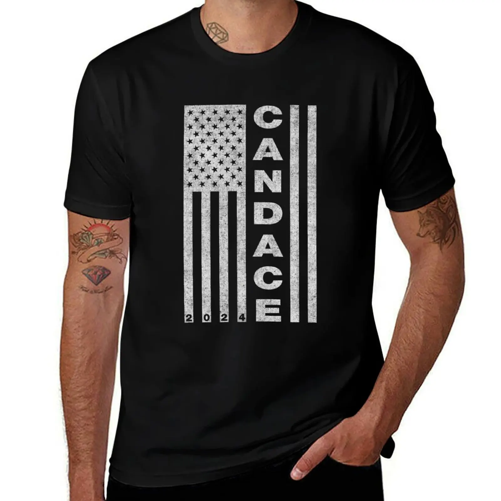 

Vote Candace Owens for President 2024, Conservative USA Flag T-Shirt Casual Light Summer Short Sleeve Top